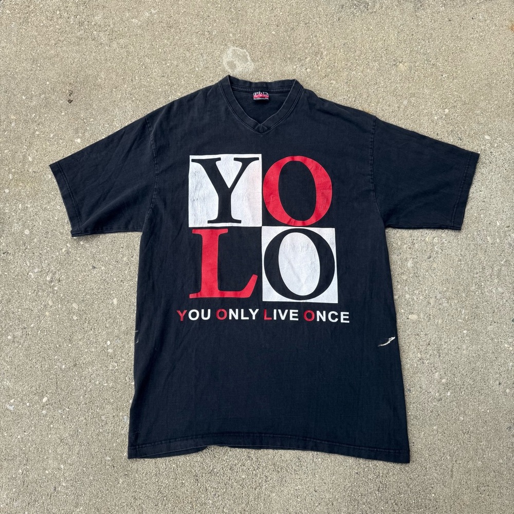 Vintage Black and Red YOLO Tall Tee Size XXL